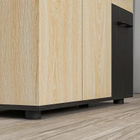 HOMCOM Aparador de Salón Estrecho con 2 Puertas 2 Cajones Estante Ajustable 90x30x75,5 cm Natural y Negro(m-8)