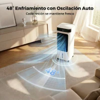 HOMCOM Climatizador Evaporativo 3 en 1 con Depósito de 7 L Oscilación 48° 3 Velocidades 3 Modos Temporizador 24h Blanco(m-7)