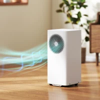 HOMCOM Aire Acondicionado Portátil 9000 BTU 4 en 1 Enfriamiento Deshumidificador Ventilador Modo de Sueño para 33 m² Blanco(m-2)