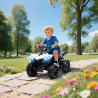 AIYAPLAY ATV Electric pentru Copii 6V, Mașină cu 4 Roți cu Muzică și Faruri LED, pentru Vârste 3-8 Ani, Alb, Negru(m-2)
