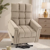 HOMCOM Fotoliu cu Ridicare Electrică, Fotoliu Relax Electric din Catifea cu Spătar Inclinabil, Telecomandă, Maro(m-4)