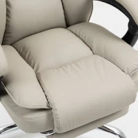 HOMCOM Pet-Friendly Faux Leather Computer Desk Chair, Executive Office Chair with Footrest and Double-Layer Padding, Khaki(m-10)