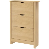 HOMCOM Dulap Slim pentru 18 Pantofi, 3 Sertare cu 2 Rafturi Reglabile, 72x26x112 cm, Lemn Natural(m-12)