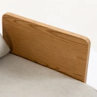 HOMCOM Canapé Convertible 2 Places, Canapé-Lit 3 en 1 Chenille 103cm, Dossier Réglable, 2 Oreillers, Accoudoirs en Bois, Crème(m-12)