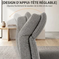 HOMCOM Fauteuil Relax Électrique Pivotant 360°, Fauteuil Inclinable avec Appui-Tête Réglable, Ports USB, Tissu en Lin, Gris(m-5)