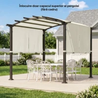 Outsunny Husă pentru Foișor Pergolă 3x3 m din Poliester cu Buzunare și Curele, 488x122 cm, Crem Alb(m-8)