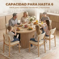 HOMCOM Mesa de Comedor Ovalada para 6 Personas con Tablero Grueso Puertas Correderas Tipo Persiana 6 Compartimentos Roble(m-4)
