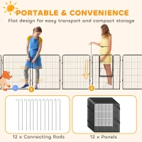 PawHut 12 Panels Heavy Duty Puppy Playpen, for Small Dogs, Indoor and Outdoor Use - Silver(m-6)