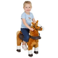 AIYAPLAY Cheval à monter pour enfant cheval à roulettes selle surélevée pour enfants 3-5 ans charge 60 kg 70 x 28 x 70 cm marron(m-11)
