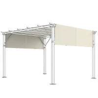 Outsunny Husă pentru Foișor Pergolă 3x3 m din Poliester cu Buzunare și Curele, 488x122 cm, Crem Alb(m-12)