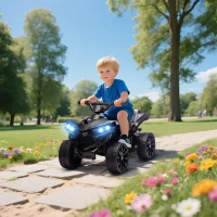 AIYAPLAY 6V Kids ATV, 4 Wheeler Electric Ride on Car with Music and LED Headlights, for Ages 18-56 Months Boys and Girls, Black(m-2)