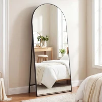 HOMCOM Espejo de Cuerpo Entero 180x80 cm Marco de Aluminio Independiente Apoyado y de Pared Negro(m-2)