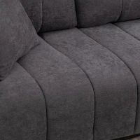 HOMCOM Sofá Esquinero Modular 242 cm 3 Plazas en L con Chaise Longue Reversible 2 Cojines Tejido Efecto Lino Gris(m-9)