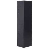Vinsetto Armoire à casiers à 4 niveaux, casier vestiaire métallique avec 2 portes verrouillables à 2 clés, 38x46x180cm, noir(m-1)