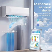 HOMCOM Aire Acondicionado Split Inverter 12000 BTU con Bomba de Calor WiFi y Control por Voz para 18 m² con Kit de Instalación(m-4)
