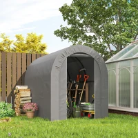 Outsunny Carpa de Jardín para Bicicletas con Marco de Acero Puerta con Cremallera Impermeable 2,4x1,6x1,9 m Gris Claro(m-10)