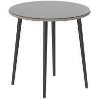 Outsunny Mesa de Comedor de Jardín con Tablero de Vidrio Templado con Borde de Ratán Estructura de Acero 80x80x74 cm Gris(m-1)