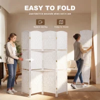 HOMCOM Freestanding Privacy Screen, 4 Panel Folding Room Divider for Living Room, Bedroom and Office, 160 x 170cm, White(m-4)