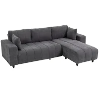 HOMCOM Sofá Esquinero Modular 242 cm 3 Plazas en L con Chaise Longue Reversible 2 Cojines Tejido Efecto Lino Gris(m-1)