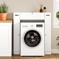 HOMCOM Mueble sobre Inodoro con 2 Armarios Cajón Abatible Portapapeles y Estantes Ajustables 88x18x98 cm Blanco(m-8)