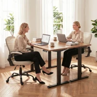 HOMCOM Cadeira de Escritório Ergonômica, Poltrona em Malha, Braços Rebatíveis, Altura Ajustável, Função de Inclinação, Bege(m-5)