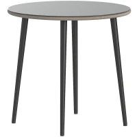 Outsunny Mesa de Comedor de Jardín con Tablero de Vidrio Templado con Borde de Ratán Estructura de Acero 80x80x74 cm Gris(m-11)