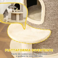 PawHut Torre per Gatti a 2 Livelli con 2 Nascondigli, Piattaforma, Superficie in Sisal, 60x60x 61 cm, Beige e Marrone(m-7)