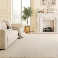 HOMCOM Alfombra Salón 160x230 cm Lavable en Lavadora Pelo Largo Estilo Moderno Tapete para Sala de Estar Dormitorio Crema(m-11)