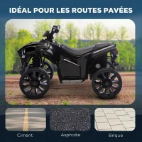 AIYAPLAY Quad Électrique Enfant 6V, Voiture Électrique Enfants ATV, Musique et Phares LED, 18-56 Mois, 70x42x45cm, Noir(m-5)