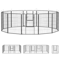 PawHut 12 Panels Heavy Duty Puppy Playpen, for Small Dogs, Indoor and Outdoor Use - Silver(m-1)