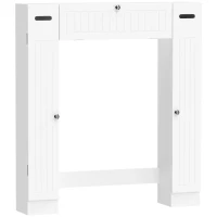 HOMCOM Mueble sobre Inodoro con 2 Armarios Cajón Abatible Portapapeles y Estantes Ajustables 88x18x98 cm Blanco(m-1)