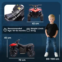AIYAPLAY 6V Kids ATV, 4 Wheeler Electric Ride on Car with Music and LED Headlights, for Ages 18-56 Months Boys and Girls, Red(m-3)
