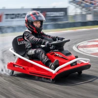 AIYAPLAY 24V Electric Go Kart for Kids with Drift Mode, 300W Brushless Motor, Soft Start and Dual Speed for Ages 6-10, Red(m-12)