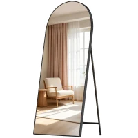 HOMCOM Espejo de Cuerpo Entero 180x80 cm Marco de Aluminio Independiente Apoyado y de Pared Negro(m-11)