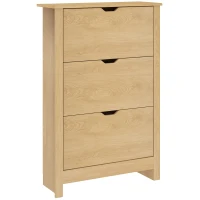 HOMCOM Dulap Slim pentru 18 Pantofi, 3 Sertare cu 2 Rafturi Reglabile, 72x26x112 cm, Lemn Natural(m-11)