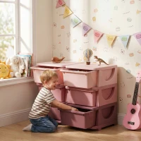 HOMCOM Kids Storage Unit, with Six Drawers - Pink(m-2)