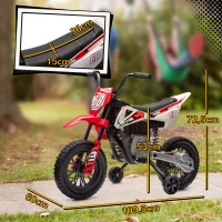 AIYAPLAY Moto Eléctrica para Niños de +3 Años con Batería 12V Música y Ruedas Auxiliares Carga 30 kg Rojo(m-3)