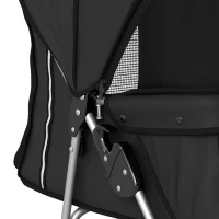 PawHut Dog Pram, Pet Stroller with Reflective Strips, Foldable Cat Stroller with 360° Swivel Wheels, Black(m-12)