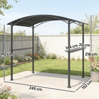 Outsunny Cenador para Barbacoa de 2,4 x 1,5 m Cenador de Pérgola Exterior con 2 Estantes Laterales y Ganchos Gris Oscuro(m-3)
