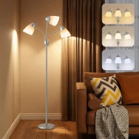 HOMCOM Arc Tree Floor Lamp with 3 Adjustable Rotating Lights and 3000K/4500K/6500K Colour Temperatures, Silver Tone(m-2)
