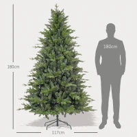 HOMCOM Albero di Natale 210 cm in Plastica Verde con Base in Metallo e 2445 Rami Ignifughi(m-3)