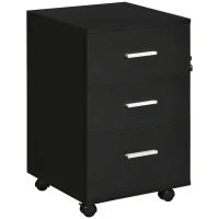 Vinsetto Bloco de Gavetas para Escritório Móvel de Arquivos com 3 Gavetas e Fechadura para Secretária Casa 40x40x61,5 cm Preto(m-12)