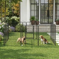 PawHut 12 Panels Heavy Duty Puppy Playpen, for Small Dogs, Indoor and Outdoor Use - Silver(m-8)