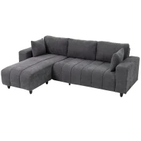 HOMCOM Sofá Esquinero Modular 242 cm 3 Plazas en L con Chaise Longue Reversible 2 Cojines Tejido Efecto Lino Gris(m-12)