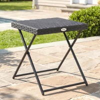 Outsunny Table basse pliable de jardin style cosy chic dim. 40L x 40l x 40H cm acier résine tressée noir(m-2)