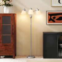 HOMCOM Arc Tree Floor Lamp with 3 Adjustable Rotating Lights and 3000K/4500K/6500K Colour Temperatures, Silver Tone(m-8)
