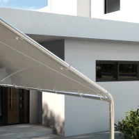 Outsunny Copertura di Ricambio 6x3 m in PE Bianco Anti-UV per Carport Auto con Corde Elastiche(m-8)