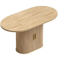 HOMCOM Mesa de Comedor Ovalada para 6 Personas con Tablero Grueso Puertas Correderas Tipo Persiana 6 Compartimentos Roble(m-1)