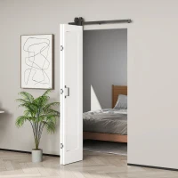 HOMCOM Ușă Glisantă Pliabilă Tip Carte cu Suprafață Vopsibilă, 90x210 cm, Albă(m-10)