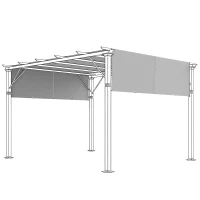 Outsunny Prelată Pergolă Foișor 3x3 m cu Buzunare și Curele pentru Bare, din Poliester, 488x122 cm, Gri Deschis(m-12)